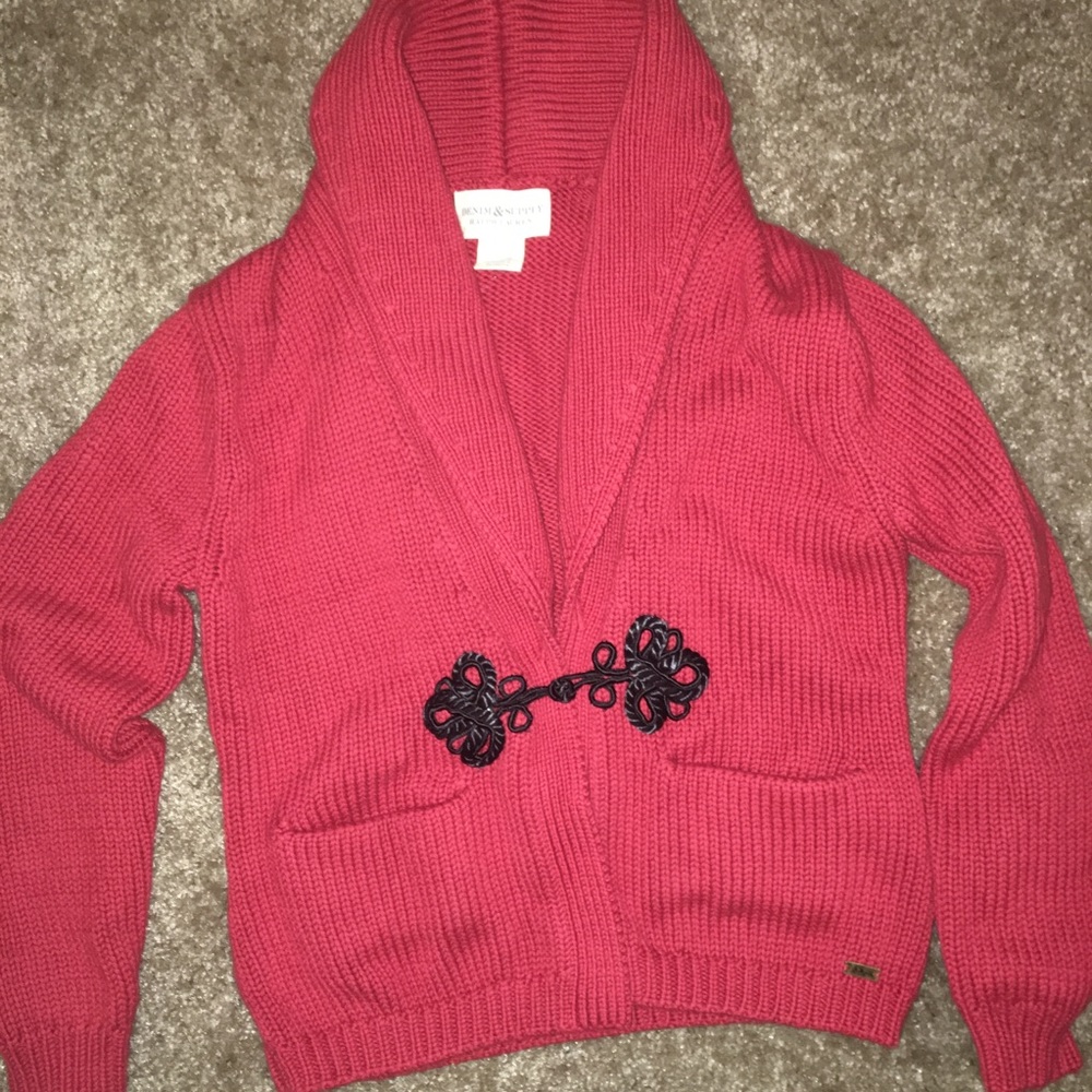 New $98 Denim and Supply Red Cardigan Sweater Small